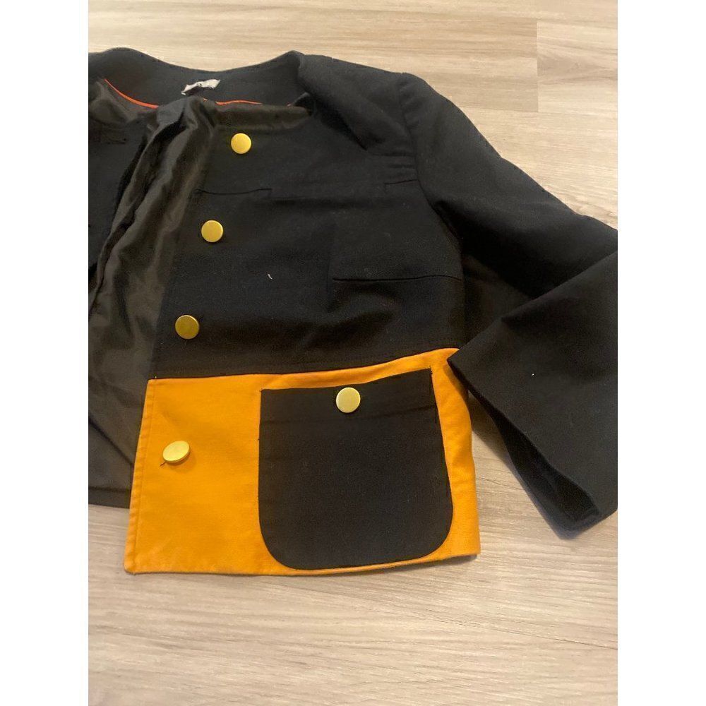 Worthington womens black/orange button down career blazer w front pockets sz med - Picture 2 of 8